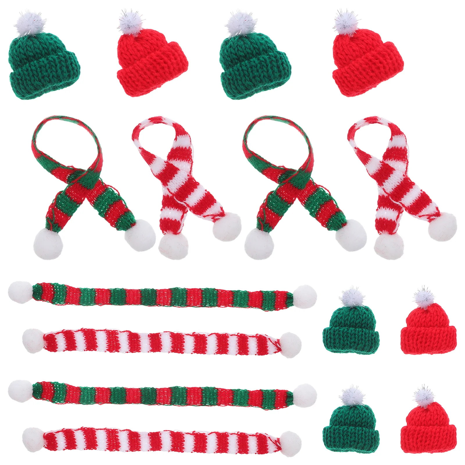 

48Pcs Mini Christmas Knit Hats Wine Bottle Covers DIY Craft Decorations Holiday Party Xmas Tree Ornaments Cat Collar