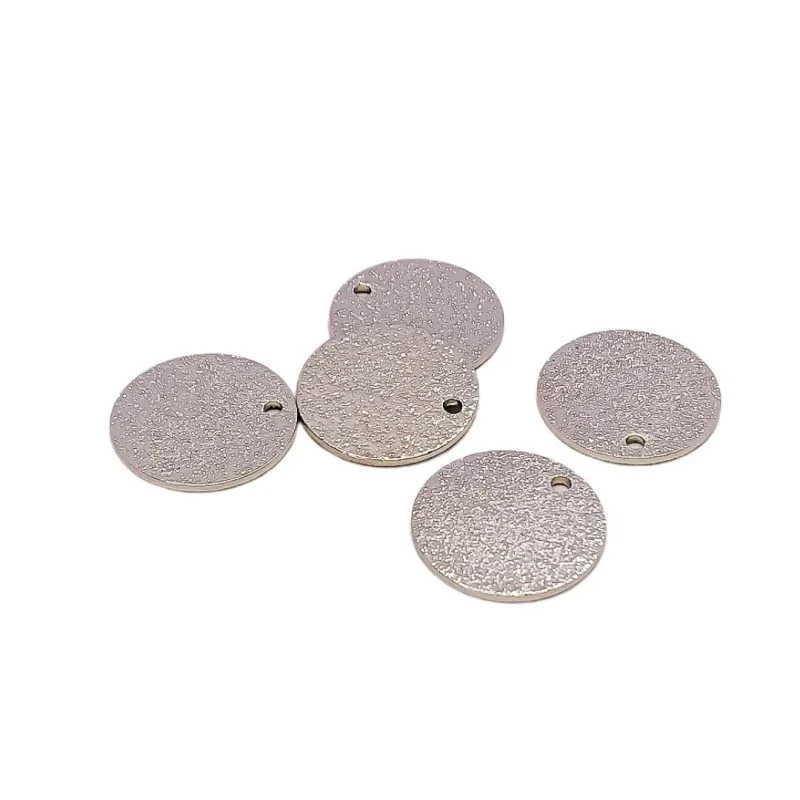 White K Gold Color Round Metal Slice Pendant Charms Necklace Earrings Accessories Supplies for Jewelry Making Diy Material 10pcs