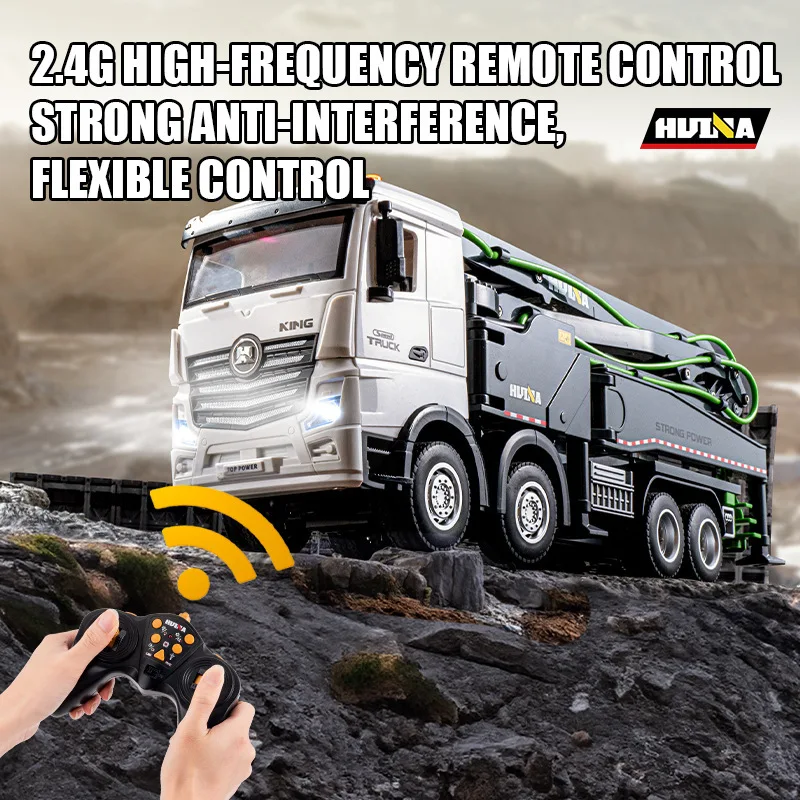 

381 11-Channel Remote Control Alloy Concrete Cement Pump Truck Urban Construction Remote Control Truck Machinery Toy Kids Gifts