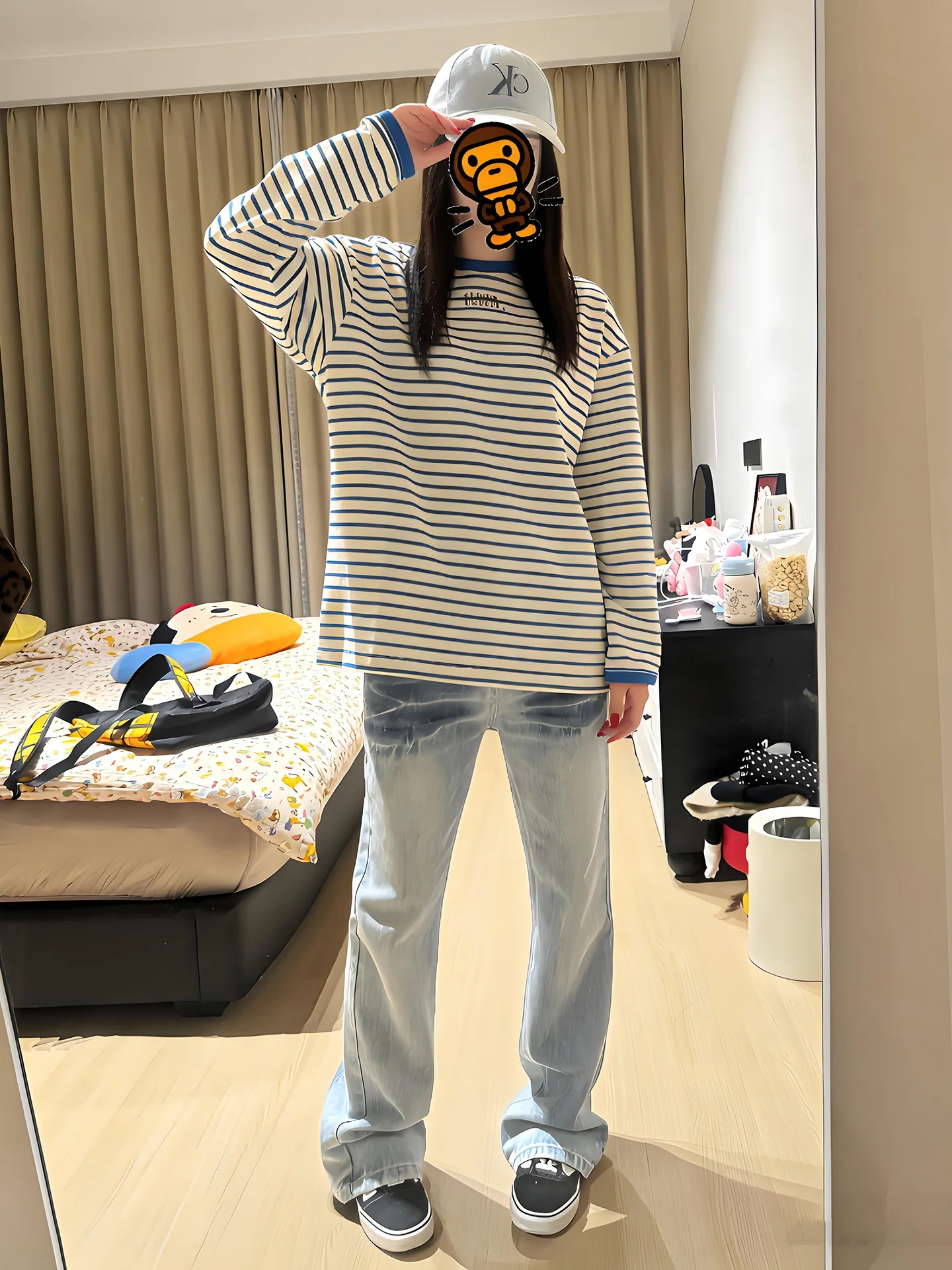 

Waed Blue Lightning Pattern Straight Leg Men's Jeans Spring Autumn American High Street Sle Loose Fit Casual Trousers