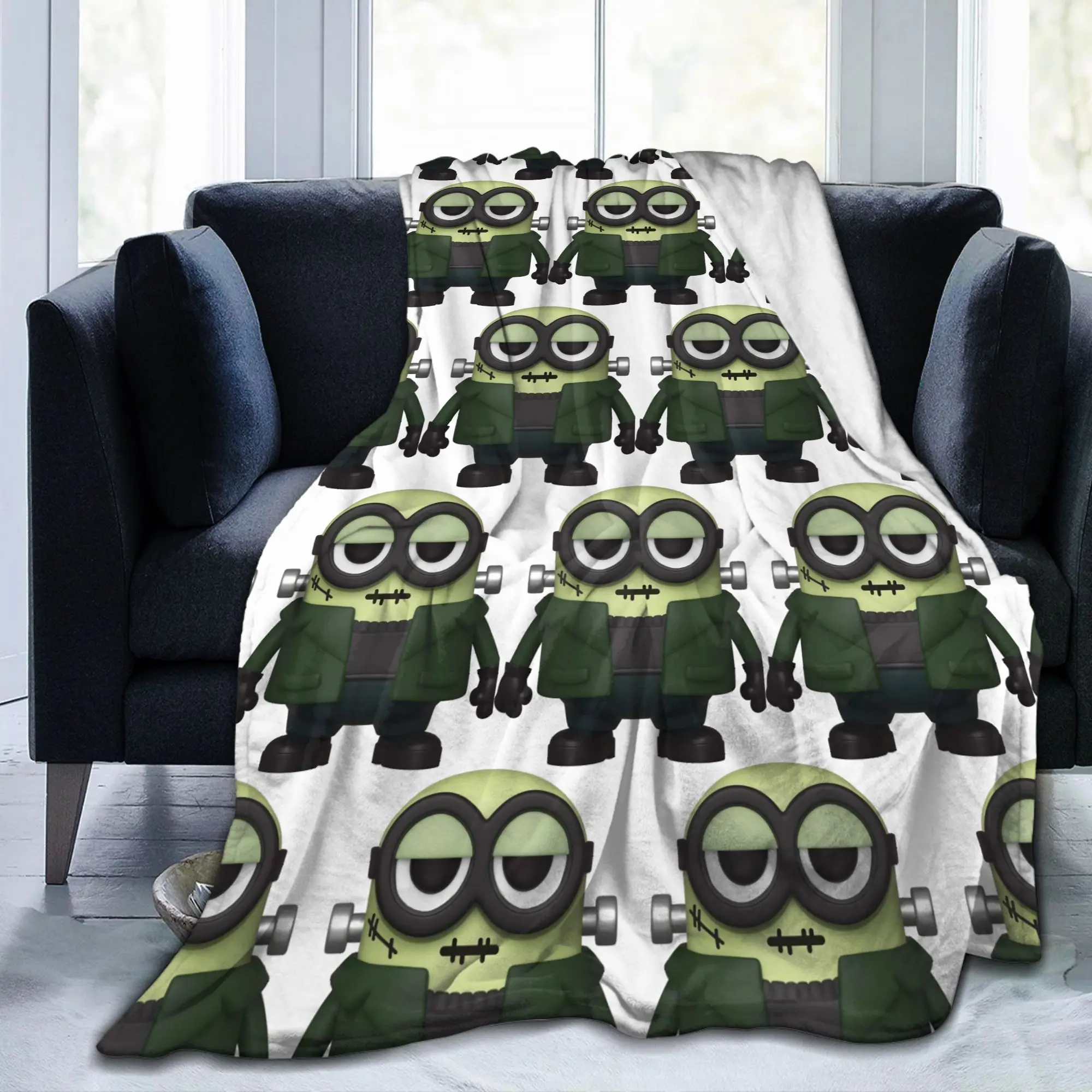 M-Minions-s Frankenstein Halloween Spooky Monster Costume Blanket Fleece Autumn Soft Throw Blanket for Bedding Outdoor Quilt