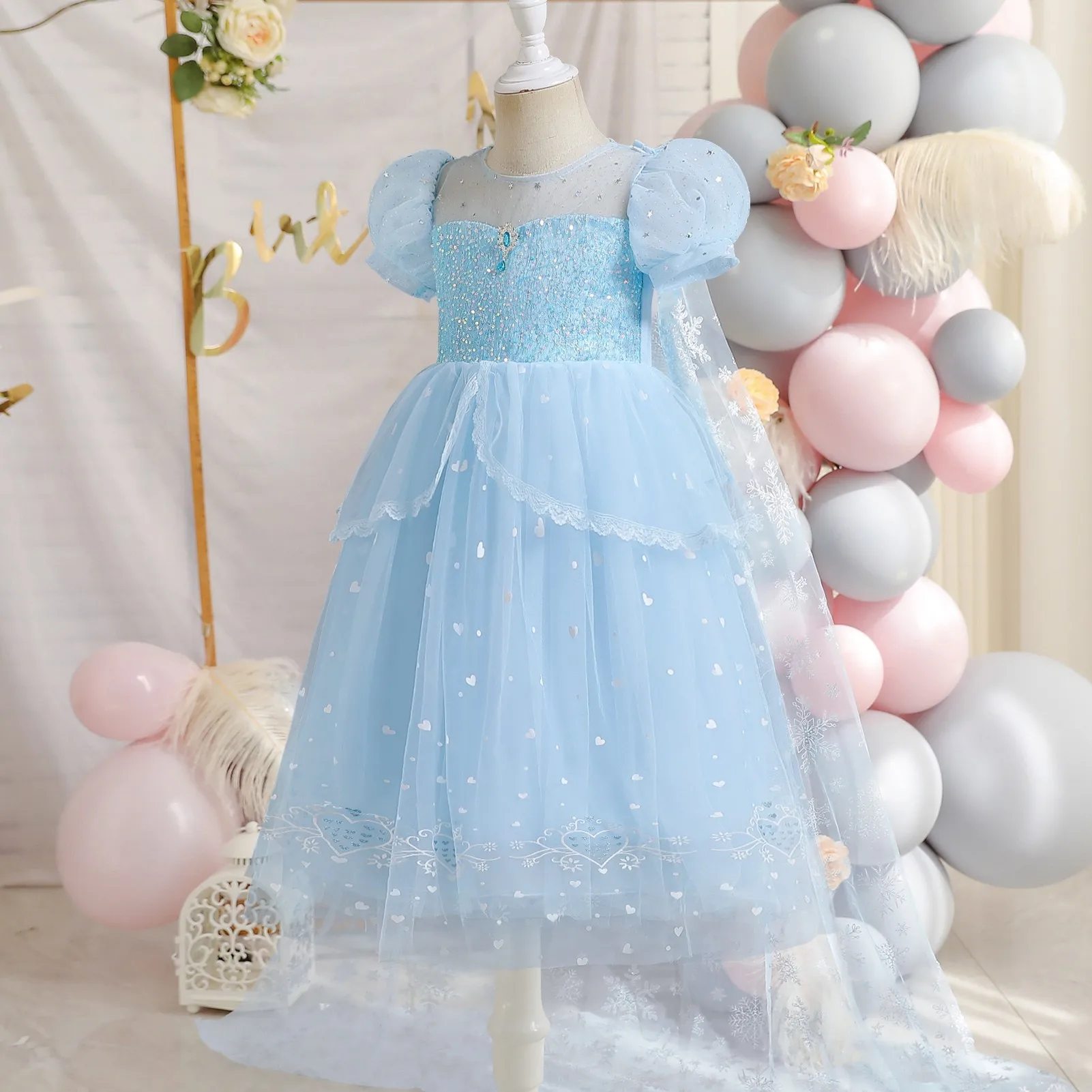 

Fashion Birthday Party Kids Dresses For 2 3 4 5 6 7 8 9 10 Years Girls Clothes Snow Princess Cosplay Summer Girls Dress Sequin
