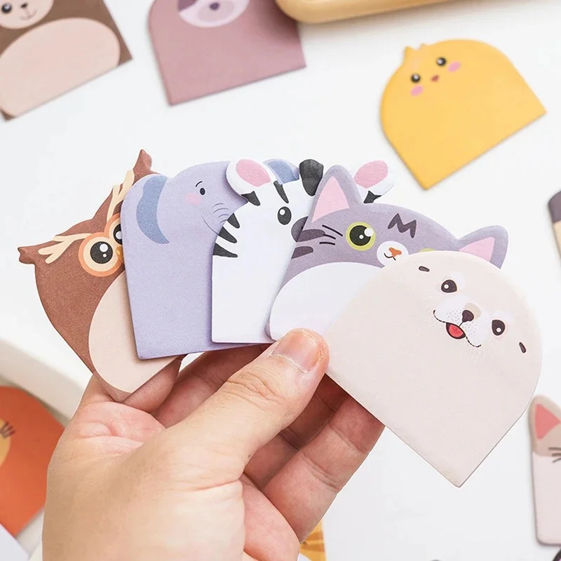 240pcs Lovely Animal Shaped Blank Sticky Cartoon Cute Cat Notes Note Cards Note Paper Memo Pad School Office Stationery Supplies view 5