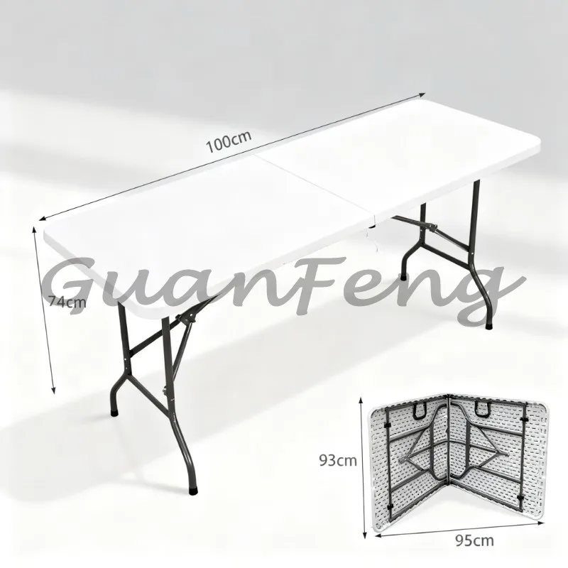 White Rectangular Plastic Folding Table & Foldable Chair Set, Portable Outdoor Garden Patio Furniture for Picnic Party Dining