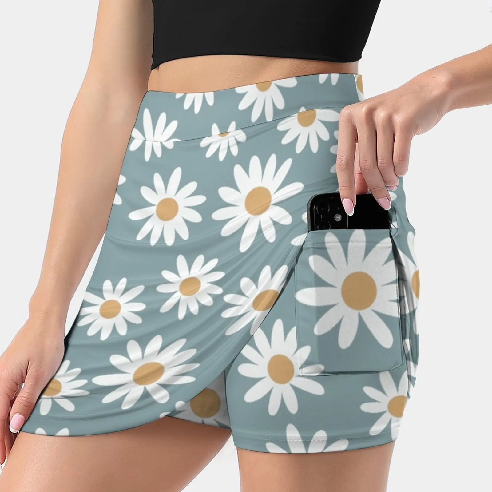 

Blue Daisies - Daisy Pattern Floral Florals Flower Retro Vintage Summer Women'Sshorts Skirt 2 In 1 Fitness Yoga Skirt Tennis