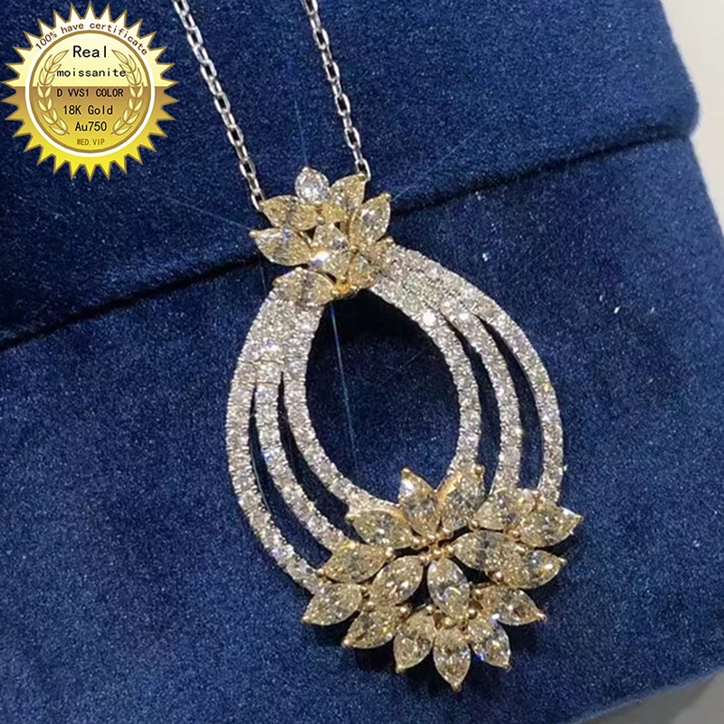 18k Au750 Gold Natural yellow and white diamond 2.22Cara Necklace Wedding Party Engagement Anniversary Fashion Elegance