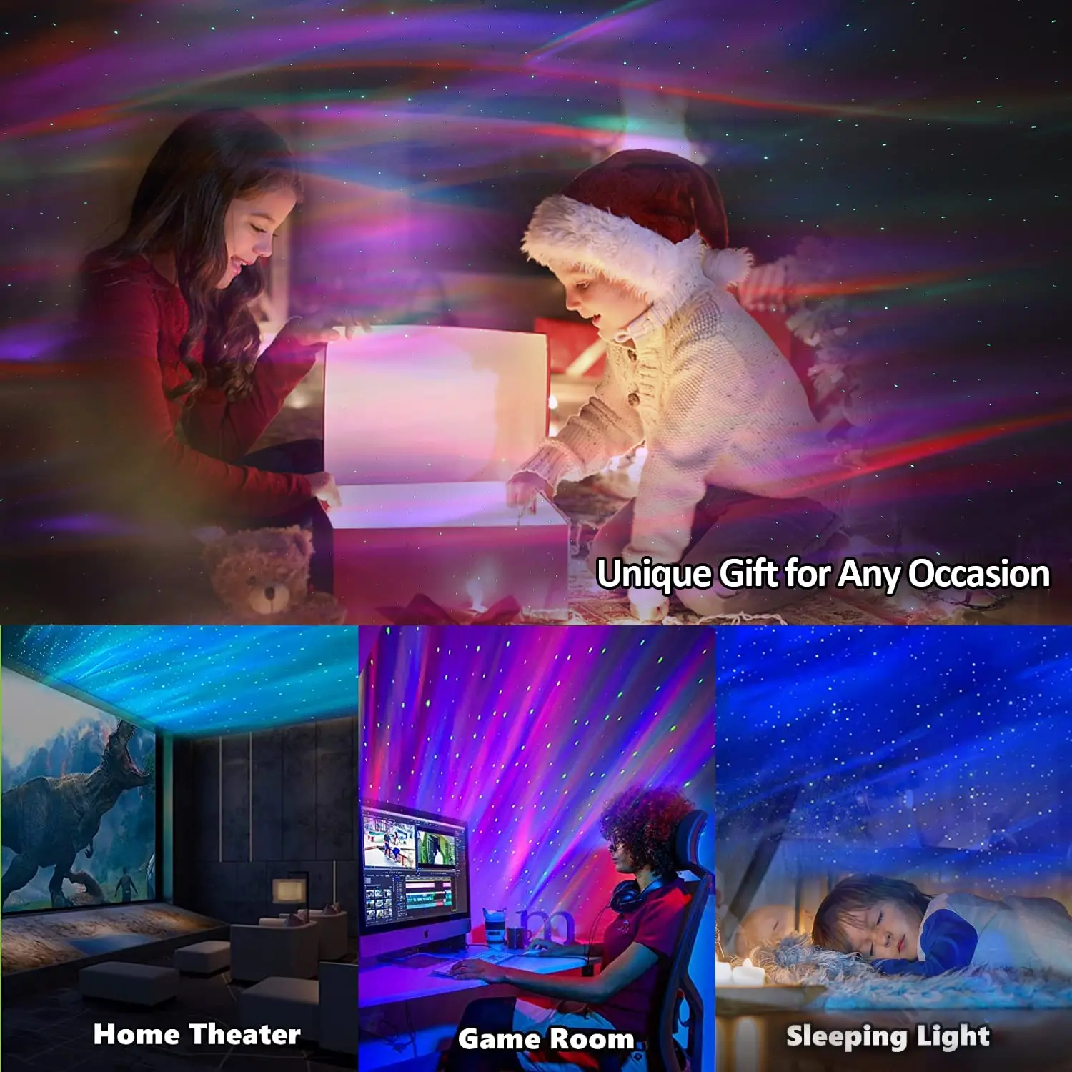 Star Projector Galaxy Night Light Aurora Projector With Bluetooth Function And Sleep-Aiding White Noise Bedroom Projector Lamp