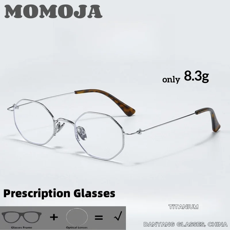 

MOMOJA Titanium Prescription Men Women Polygon Optical Eyewear Recipe Lenses Eyeglasses Frames Progressive Spectacles 30912