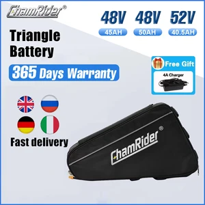 ChamRider 48V 45AH 50AH Segitiga Ebike Baterai Listrik 21700 Sel 72V 60V 52V 30AH 40AH 50A BMS 18650 Kapasitas Besar 1000W 2000W 10 baterai 50ah penjualan terbaik - №
