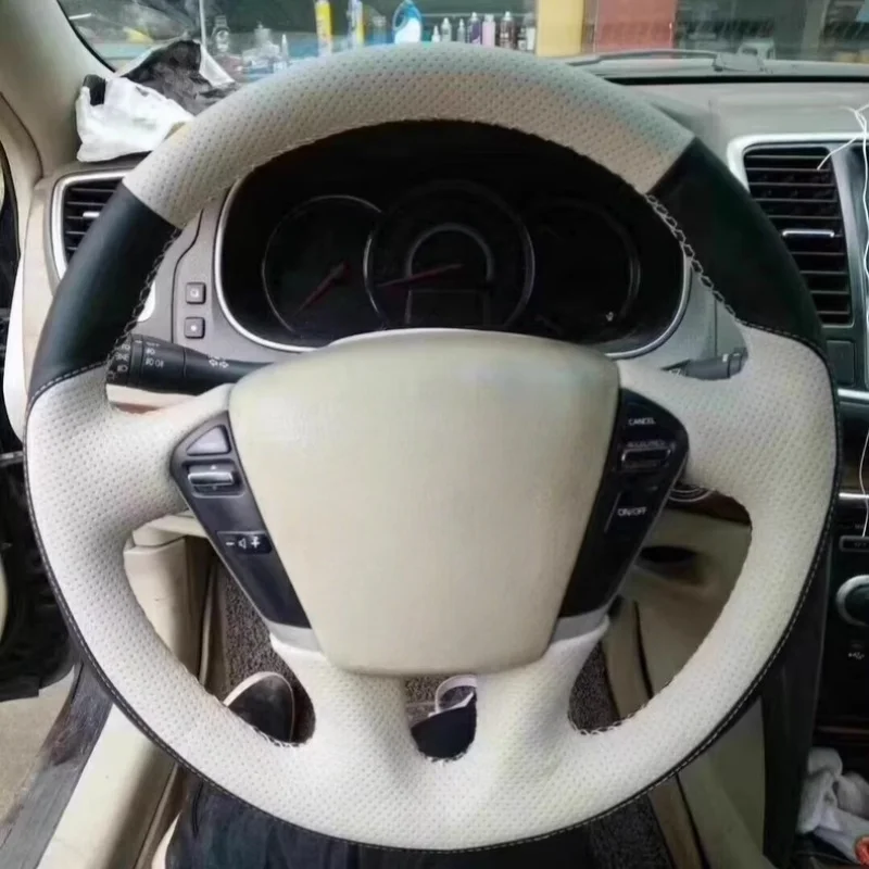 

Чехол на руль автомобиля для Nissan Nissan Teana Loulan 2006-2013, сшитый вручную, из натуральной кожи, аксессуары для салона автомобиля