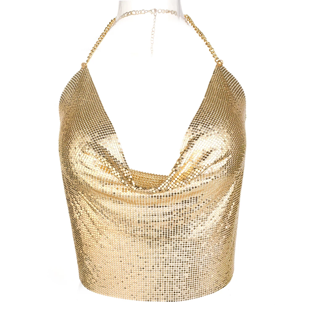 Wanita Seksi Logam Rumbai Hem Halter Tubuh Rantai Bra Atas Dada Rantai Gothic Punk Mode Gadis Perhiasan Aksesori Prom