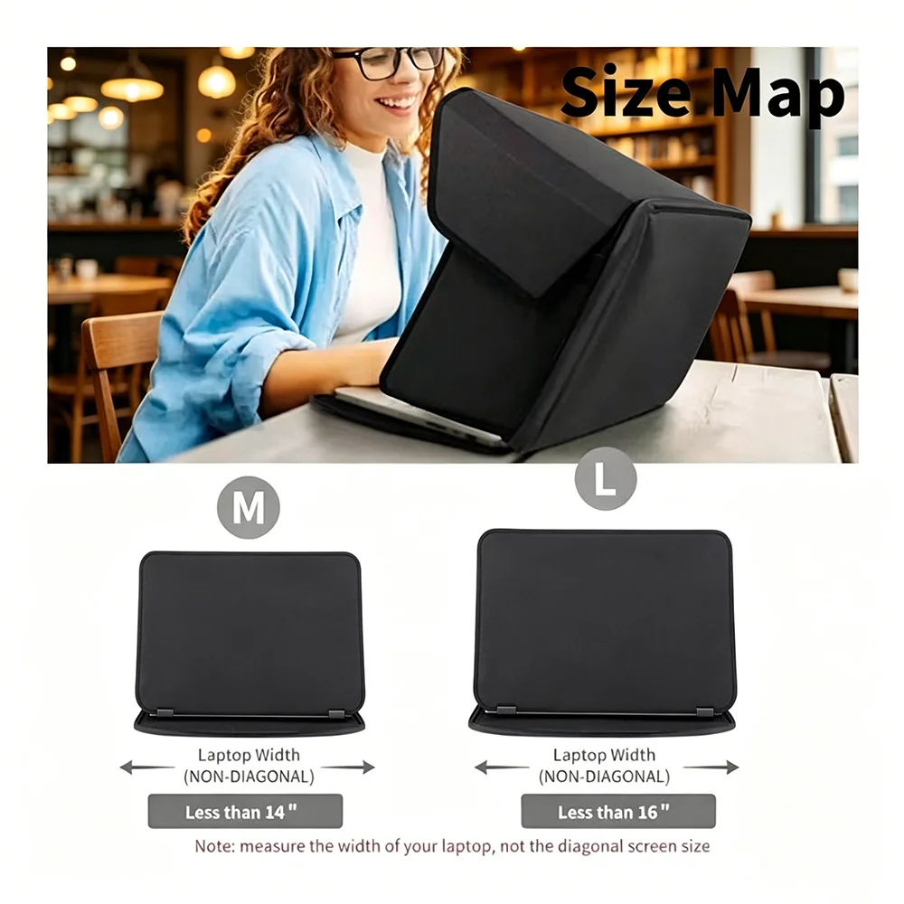 Outdoor Laptop Sun Glare Shield Privacy Cover, Foldable Portable Computer Screen Hood & Protective Sleeve Bag