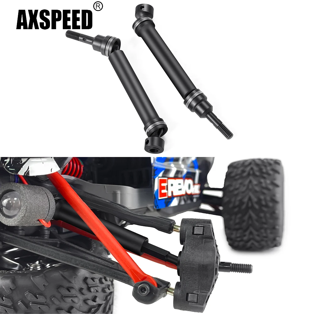 AXSPEED 2szt Stalowy przedni tylny przegub wału napędowego skrzyni biegów do E-Revo Summit VXL Slash 4WD 1/16 RC Car Upgrade Parts