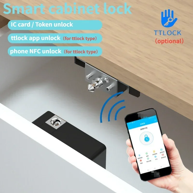 Smart Cabinet Door Lock Keyless Invisible Electronic Lock IC Card TTlock App Unlock Cabinet Locker Furniture Drawer Smart Locks