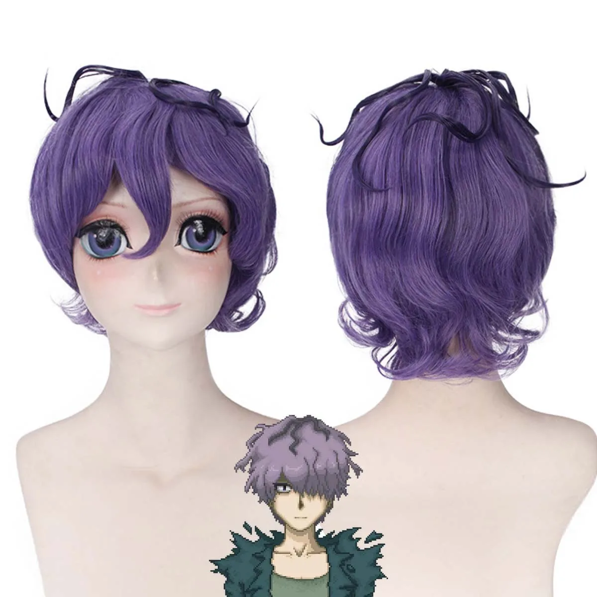 Halloween party Men 2025 New Game ib garry cosplay short purple hair wig