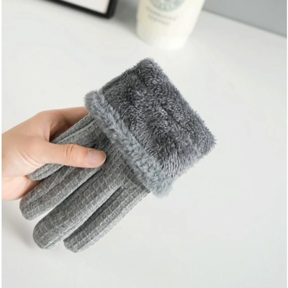 

New Thicken Full Gloves Cold-proof Solid Colors Touch Screen Gloves Furry Touch Screen Women Gloves