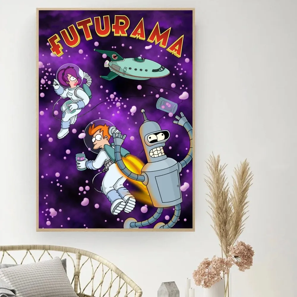 Cartoon F-Futuramas Poster DIY Vintage Movie Poster Wall Art Painting Study Stickers Small Szie Wall Painting