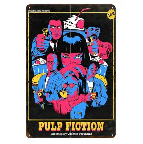 Pulp Fiction Movie Metal Poster Tin Sign 20x30cm Plaque