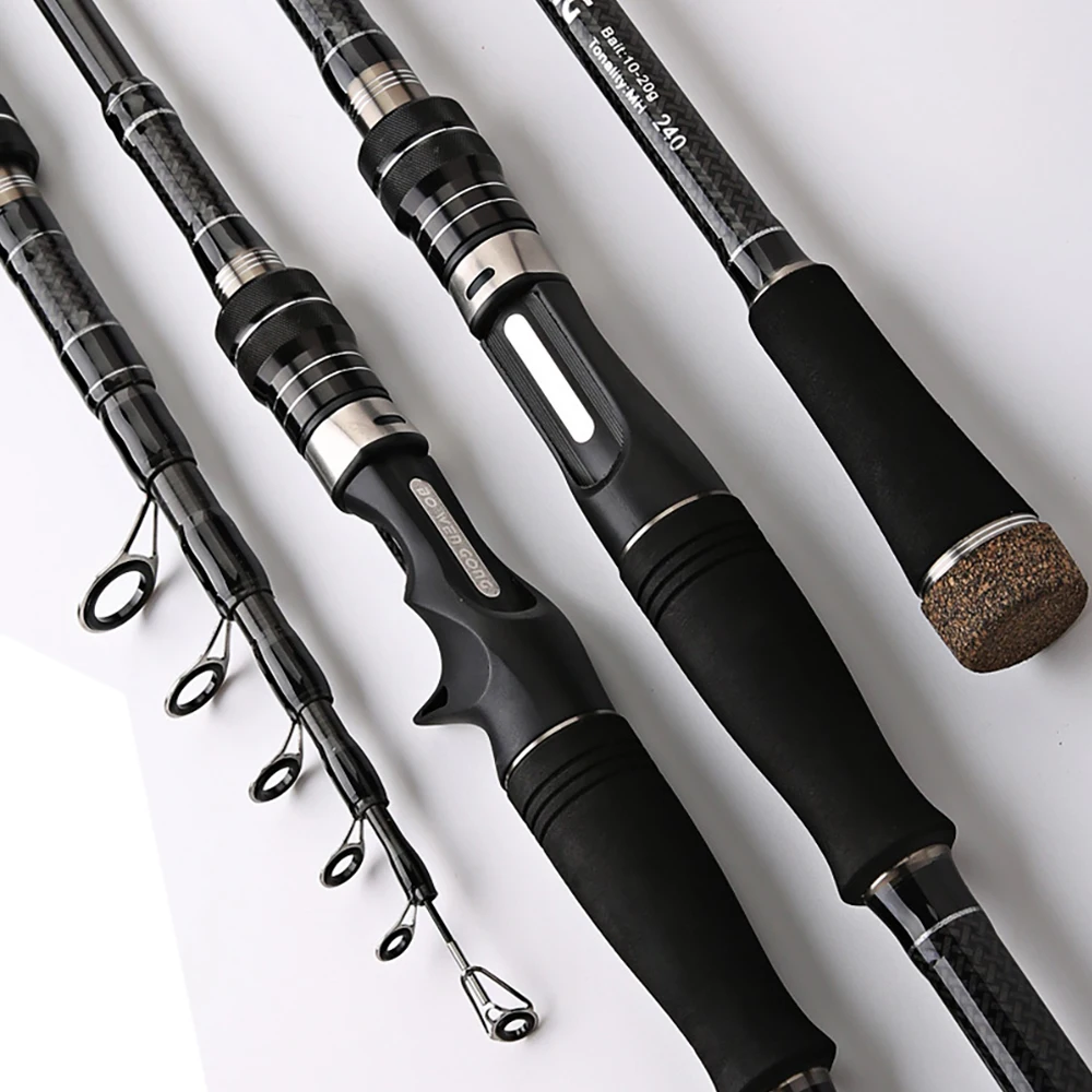 1.8m 2.1m 2.4m 2.7m 3.0m Protable Telescopic Spinning/Casting Fishing Rod Ultralight Carbon Fiber Travel Rod