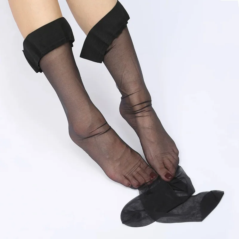 3 Pairs/Lot Wide Rib Cut 1D Thin Invisible Stockings Foot Shaped Anti-slip Stockings Women Transparent Toes Over Knee Medias