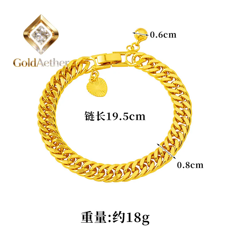 

Браслет-цепочка GoldAether Luxury из чистого золота 24K 9999 пробы с застежкой-колокольчиком для женщин