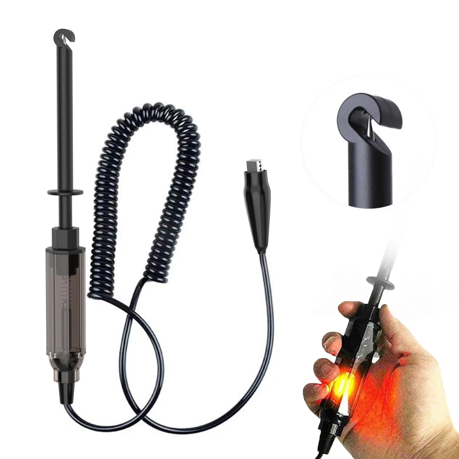 

Car Truck Wire Piercing Voltage Tester DC 6V/12V/24V Hook Probe Test Light Pencil with Indicator 1pc