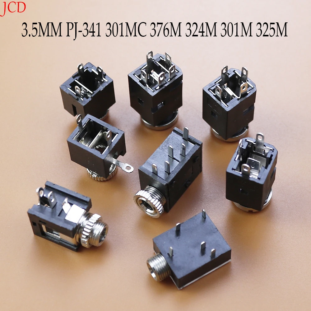 5 Pieces PJ324 PJ325 PJ301 PJ376 PJ341 3/4/5 Pin 3.5mm Stereo Audio Jack Socket PCB Panel Mount for Headphone With Nut