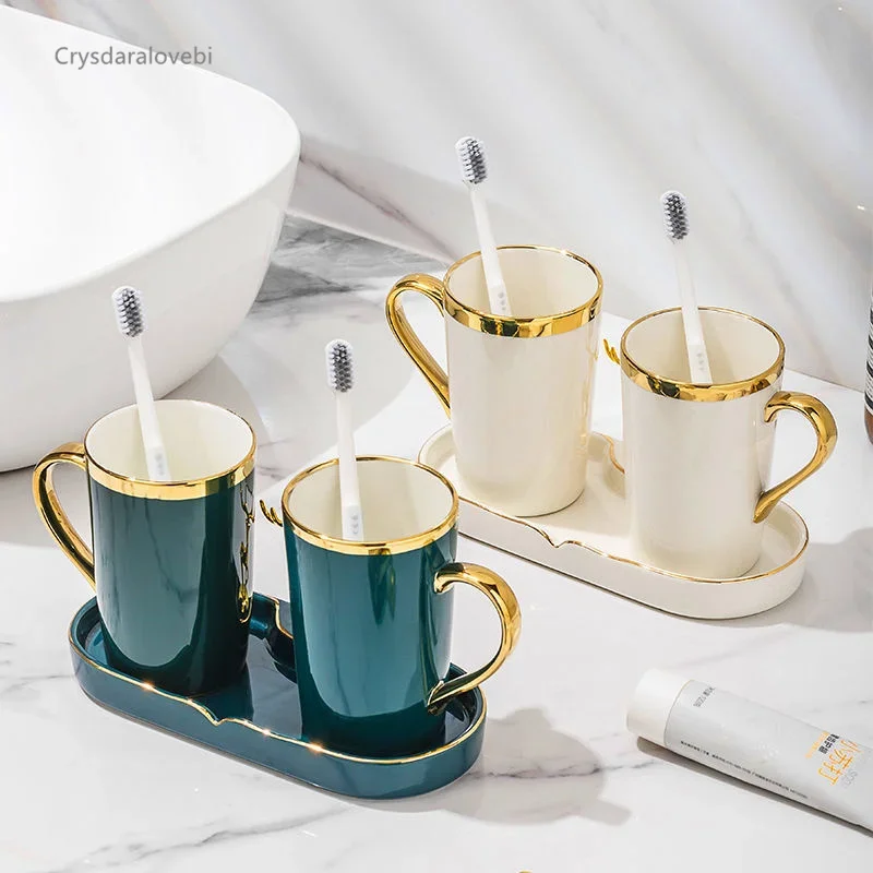 Light Luxury Couples Mouthwash Cup Ceramics Toothbrush Cup Tooth Tank Wash Cup Toothbrush Tooth Cup Toilet Set