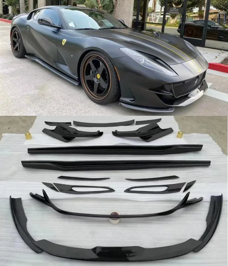 

For Ferrari 812 2017-2022 Nov Style Real Carbon Fiber Front Bumper Lip Rear Diffuser Spoiler Trunk Side Skirt Body Full Kit