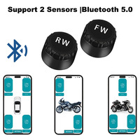 Motorcycle TPMS Bluetooth5.0 Wireless Tire Pressure Monitoring System IP67 Waterproof with 2 External Sensor Support Android/IOS