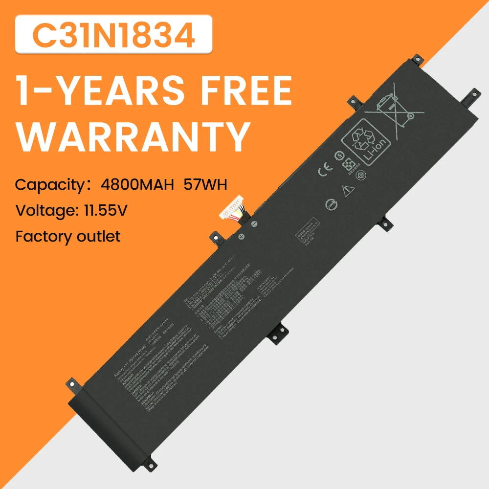 

C31N1834 Laptop Battery For ASUS ProArt StudioBook Pro 17 W700G W700G3T W700G1T W700G2T H700 H700GV 11.55V 57WH