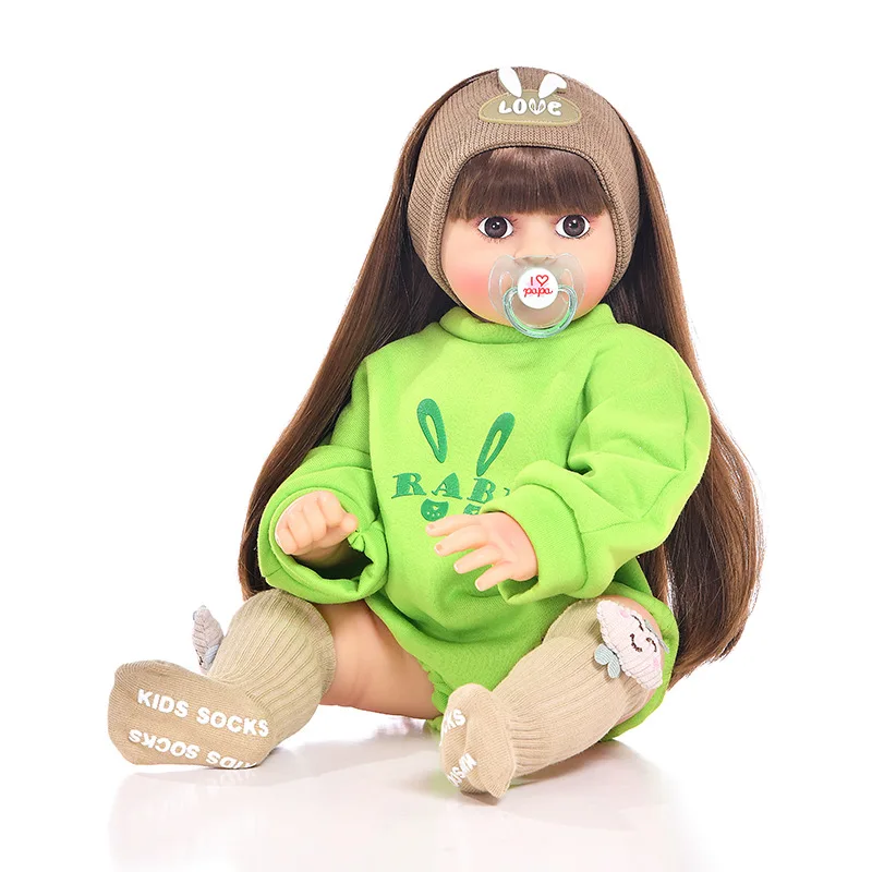 Boneka bayi simulasi karet lembut, mainan bayi simulasi boneka anak perempuan 22 inci, boneka Enamel grosir 55cm