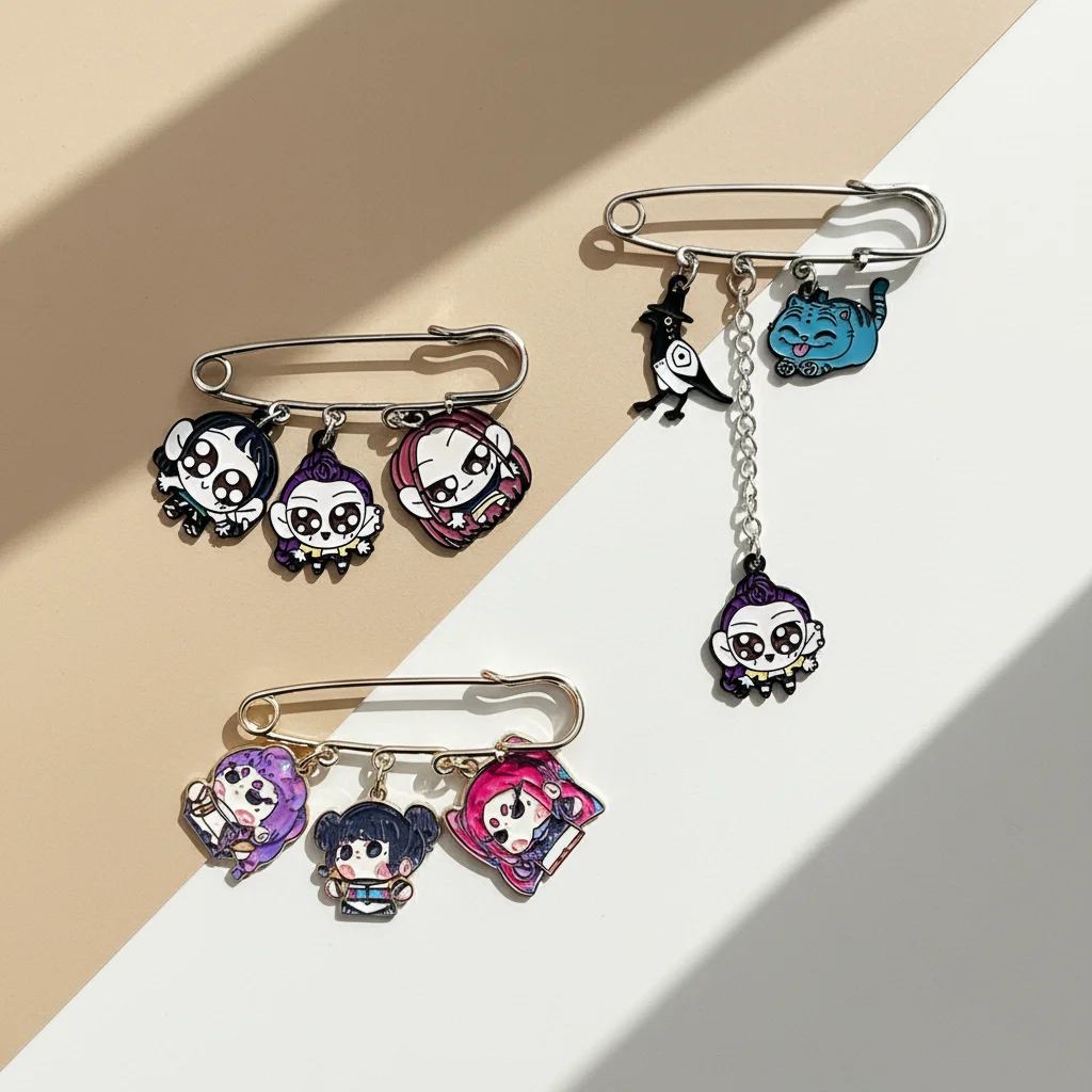 KPop شيطان الصيادين الرسوم المتحركة فيلم المينا دبابيس لطيف دبوس أمان بروش التلبيب شارة بدبوس مجوهرات الأزياء للملابس والاكسسوارات #1