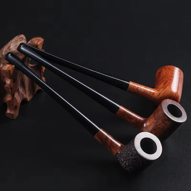 Long Briar Pipe Multi Choice Straight Smoking Pipe Best Briar Wood Pipe 3mm Filter Smoking Pipe Set Pipes for Smoking