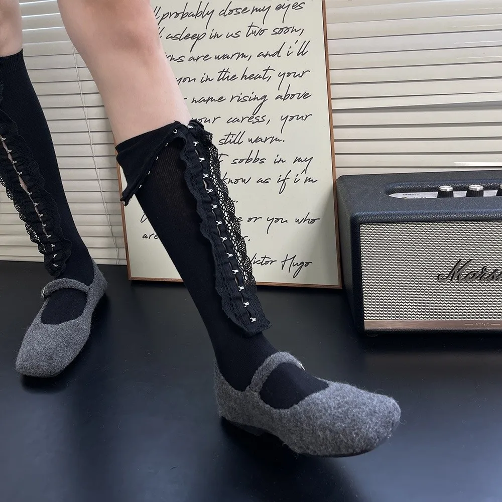 New Hollow Out Spice Girls Leg Warmers Lace Ballet Style Knee High Socks Punk Style Y2K Thigh-high Socks Girls