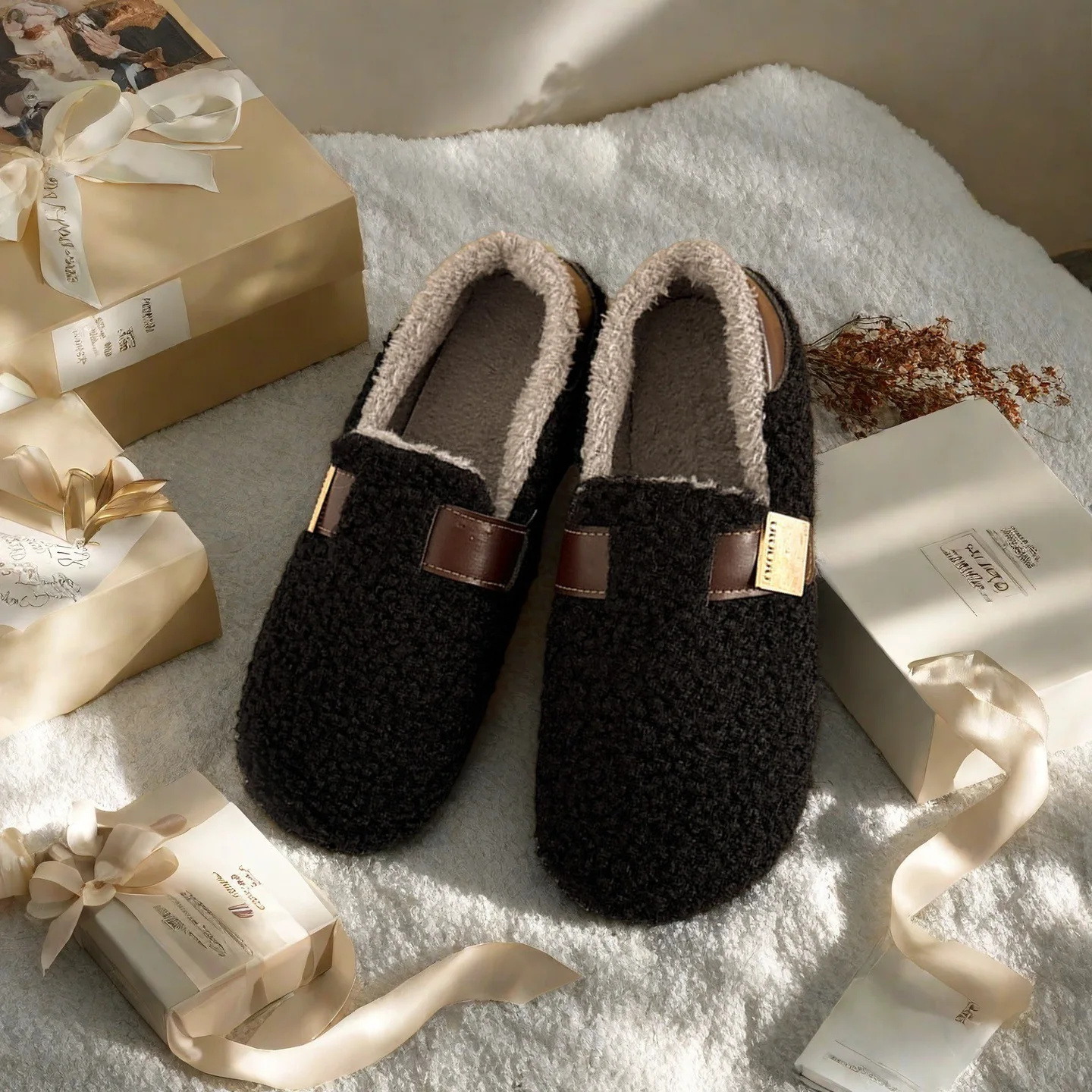 أحذية الشتاء النساء جولة تو الانزلاق على الأحذية النسائية المتسكعون الفراء حذاء رياضة كاجوال الخريف موديس الانزلاق على فستان الخف خريف جديد #6