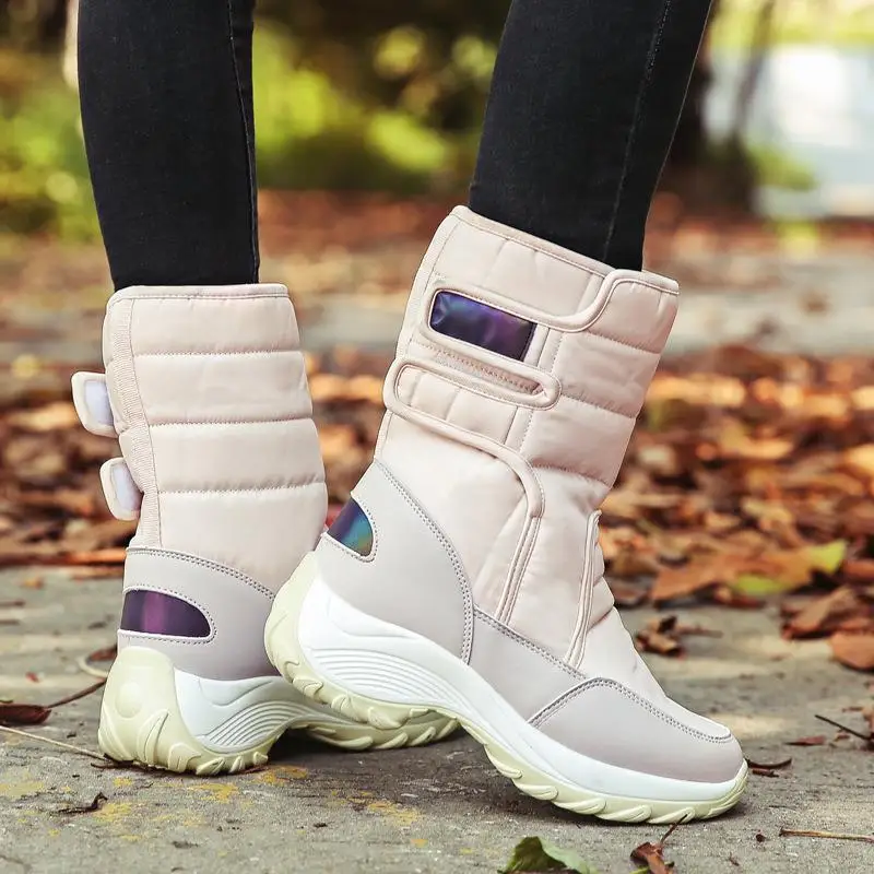 Women Boots Winter Keep Warm Mid Calf Snow Boots for Women Girls 2023 Winter Boots Outdoor Cotton Sneakers Fluff Plush Shoes