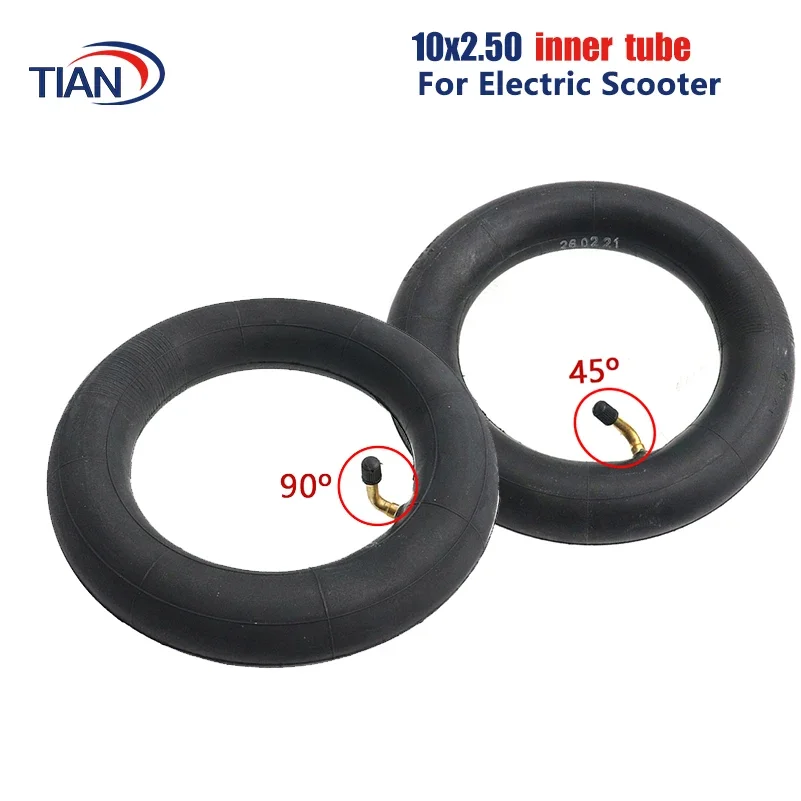 10X2.50 Inner Tube 10x2.5 Camera with Bent Valve 45 90 Degree for 10 Inch Baby Stroller Pram Scooter Electric Scooter Skateboard