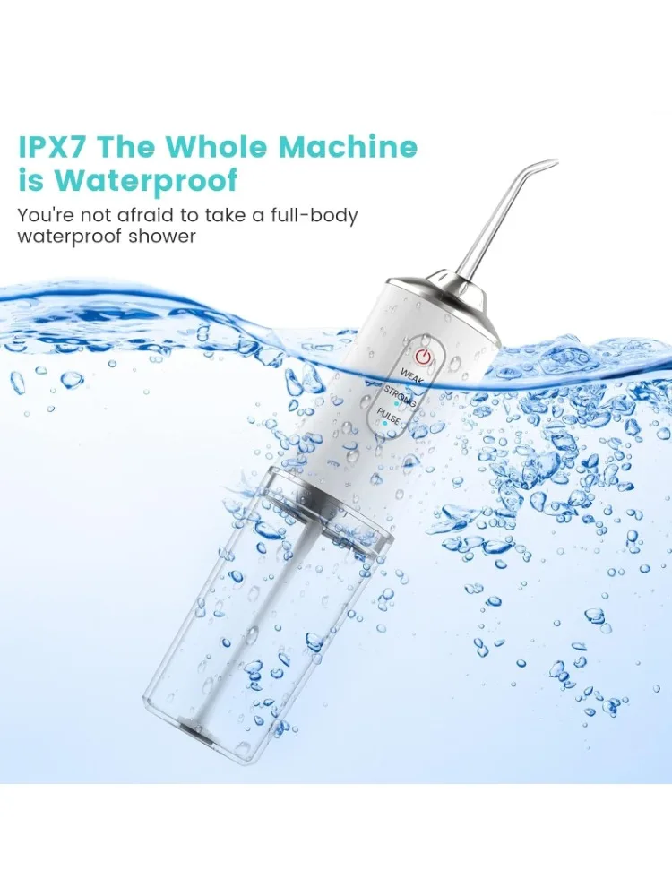Professionele draagbare draadloze waterflosser voor tanden, oplaadbare monddouche met 3 modi en waterboor, IPX7 waterdicht - afbeelding 2