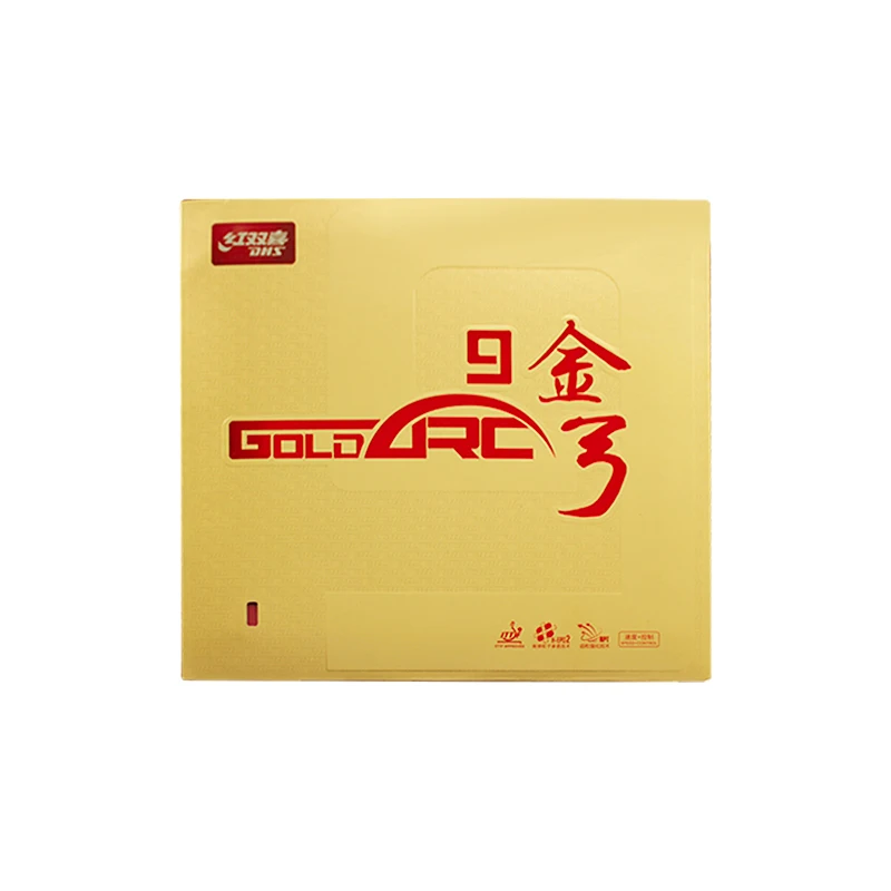 DHS Gold Arc 9 tafeltennisrubber, origineel Goldarc 9, niet-klevend, professioneel pingpongrubber met voorgevormde spons.