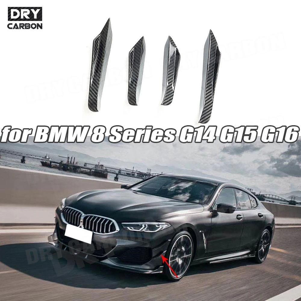 

For BMW 8 Series 840i G14 G15 G16 2019 2020 Dry Carbon Fiber Front Bumper Side Canards Trunk Fins Trims Winglet Car Decoration
