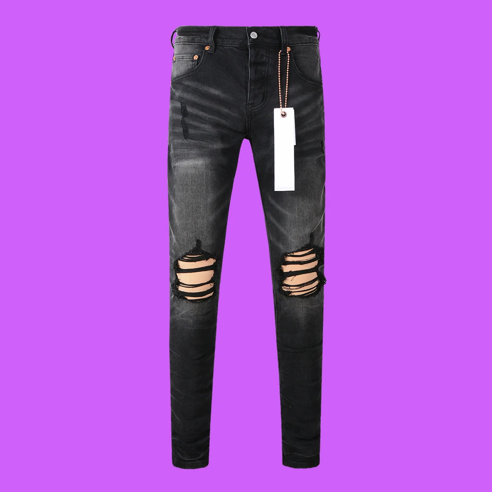 Purple roca Jeans brand Lable American High Street Mid Rise With Slim Leg Lined Back Muti Pockets pants