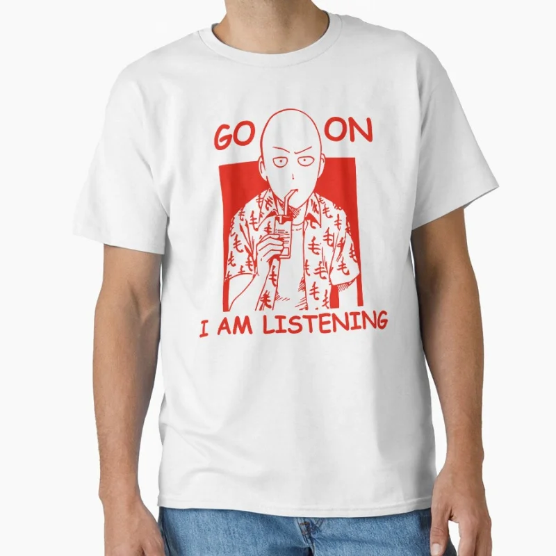 

Go on, I am listening 80s vintage manga One punche man gift tshirts OPM Anime T shirt Large size Tops S-6XL 100% cotton printed
