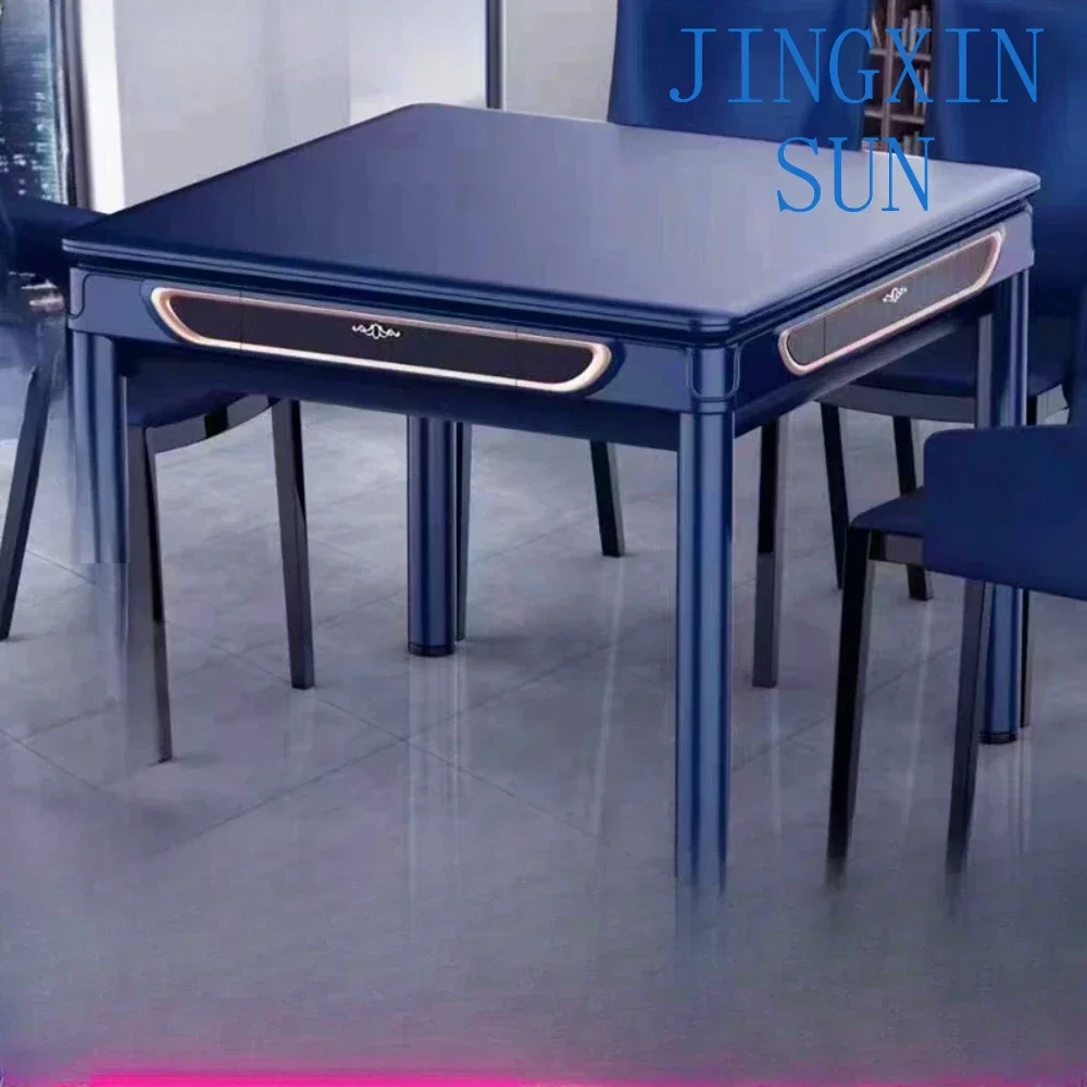 Automatic dining table dual-use four-port mute folding table