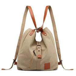 Canvas Women Shoulder Bags High Quality Multi Function Back Pack for Students School Bucket Cross Bag Travel Large Capacity