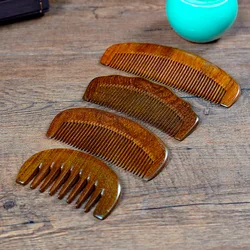 Wood Comb with Fine Tooth Natural Green Sandalwood Comb 13-16CM Anti-Static Sandalwood Scent Detangler Wooden Comb