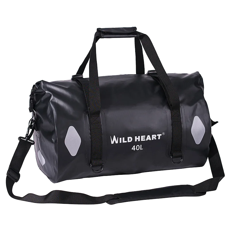 WILD HEART Waterproof Bag Duffel Bag  40L with Welded Seams Shoulder Straps, Mesh Pocket forMotorcycle