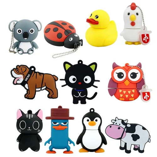 Pendrive de dibujos animados, unidad Flash USB de 256GB, 128GB, 32GB, pato, Gato Negro, 64GB