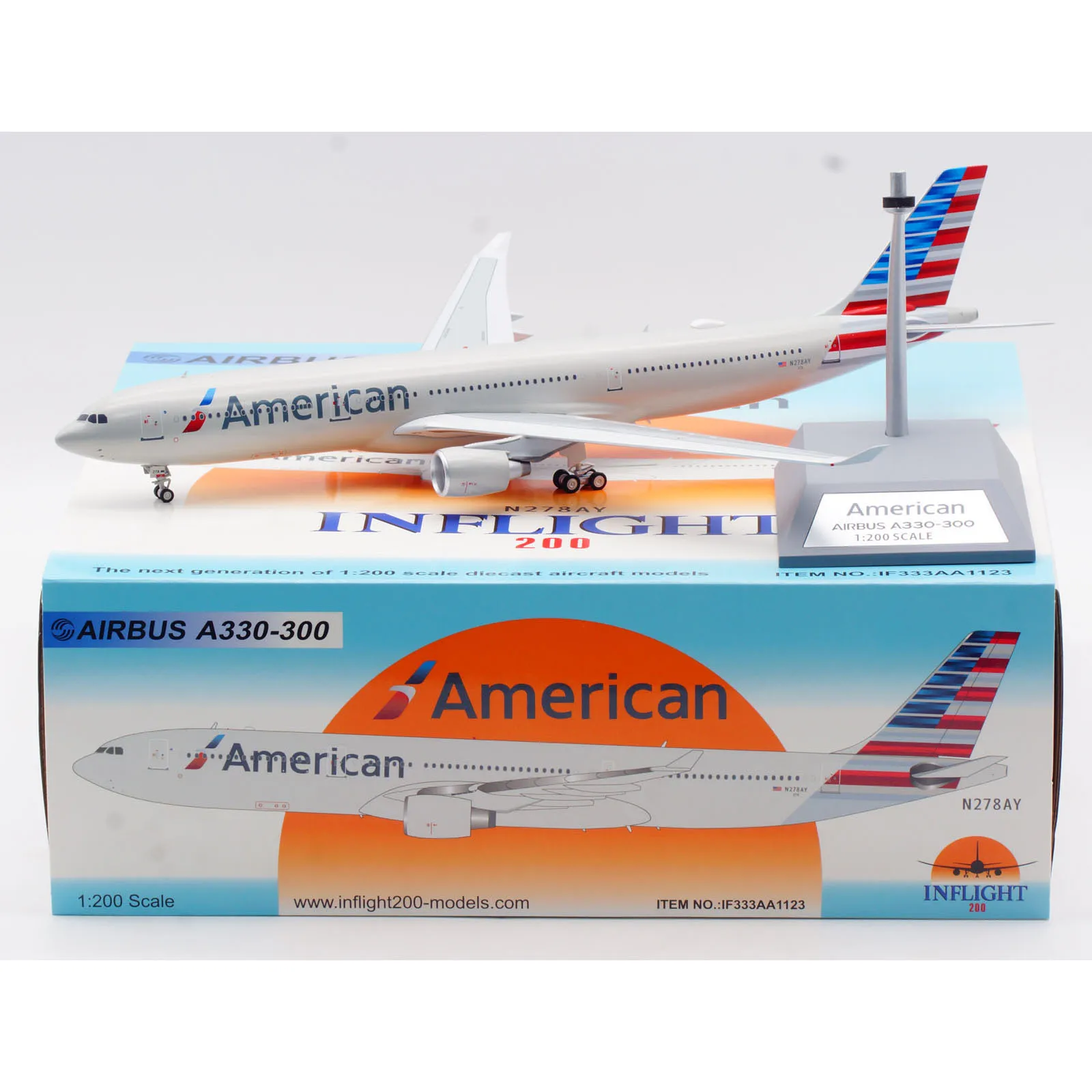 IF333AA1123 Alloy Collectible Plane Gift INFLIGHT 1:200 American Airlines Airbus A330-300 Diecast Aircraft Jet Model N278AY