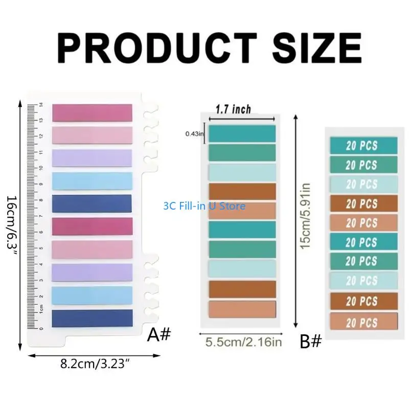 G8TA 8 Pack شفاف الكتب التعليقات التعليقات الدبانية كتب علامات التبويب ، علامة صفحة لزجة ملونة